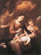MURILLO, Bartolome Esteban Mary and Child with Angels Playing Music sg USA oil painting artist